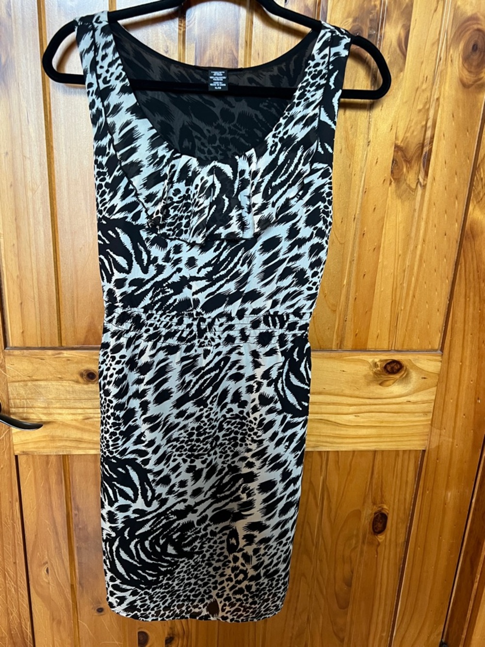 Apostrophe Black & White Animal-Print Sleeveless Midi Dress